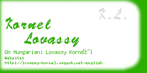 kornel lovassy business card